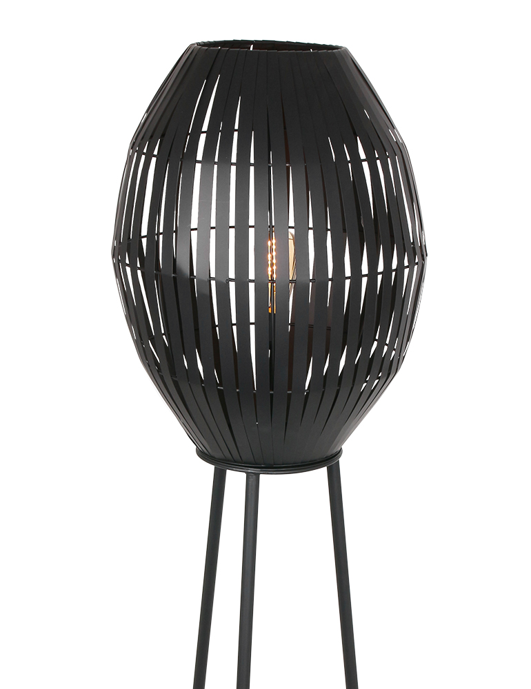 Lampe sur pied avec abat-jour panier Kyomi Light & Living noir – Image 2