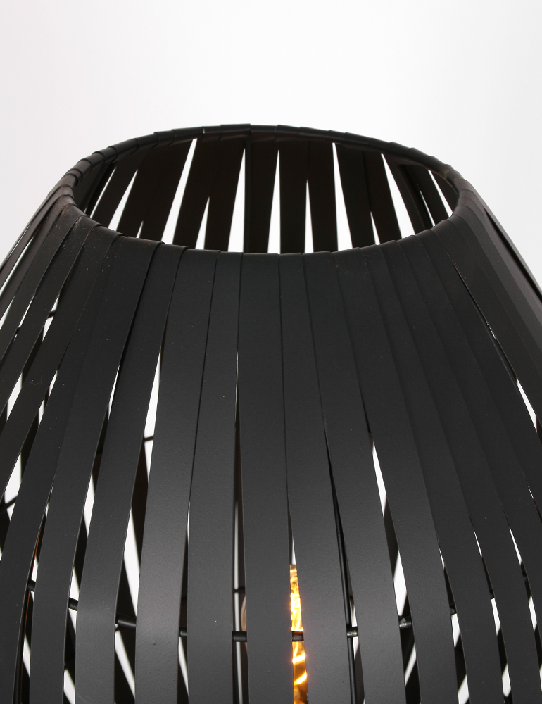 Lampe sur pied avec abat-jour panier Kyomi Light & Living noir – Image 3