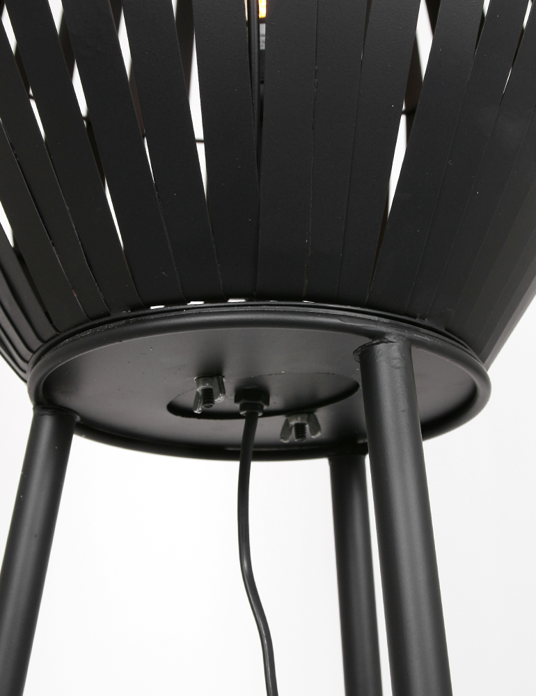 Lampe sur pied avec abat-jour panier Kyomi Light & Living noir – Image 5