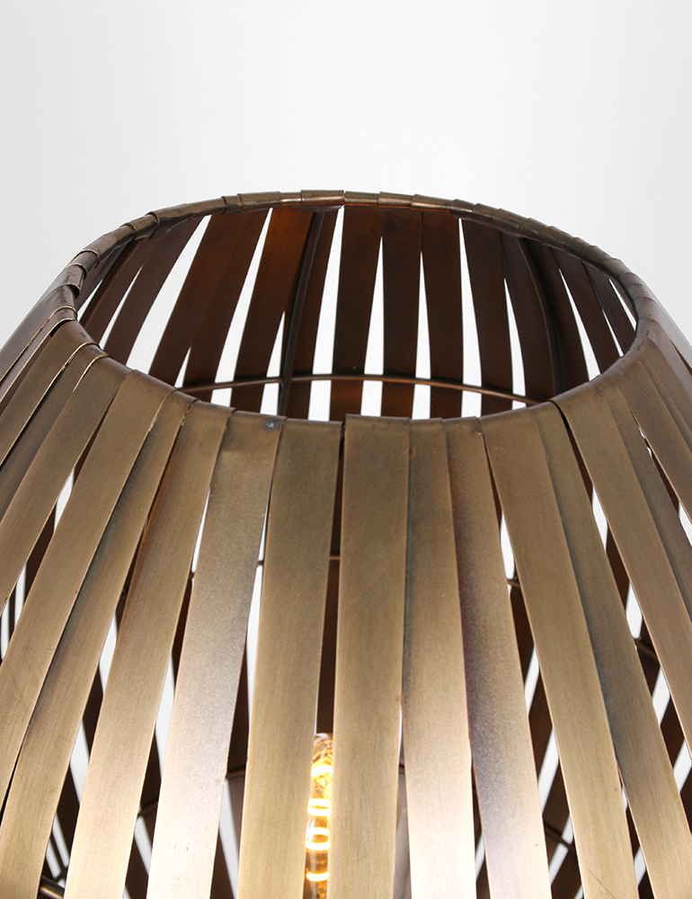 Lampe sur pied avec abat-jour panier Kyomi Light & Living noir et or – Image 6