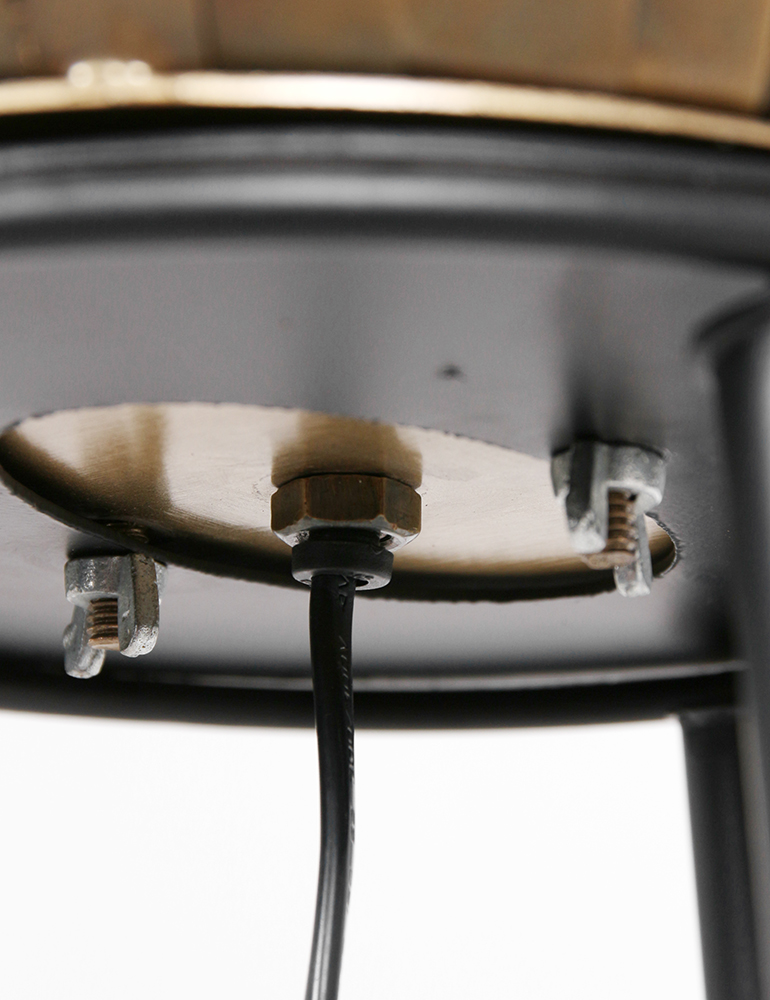 Lampe sur pied avec abat-jour panier Kyomi Light & Living noir et or – Image 8