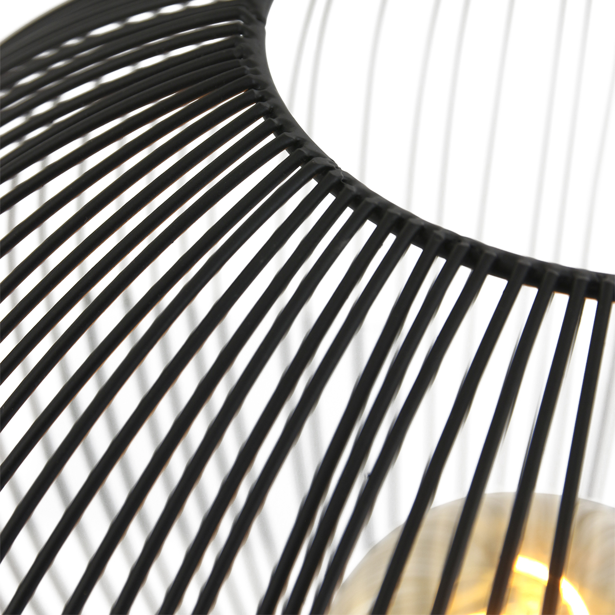 Lampe sur trépied avec abat-jour fil de fer Sputnik Anne Lighting noir et bois – Image 4