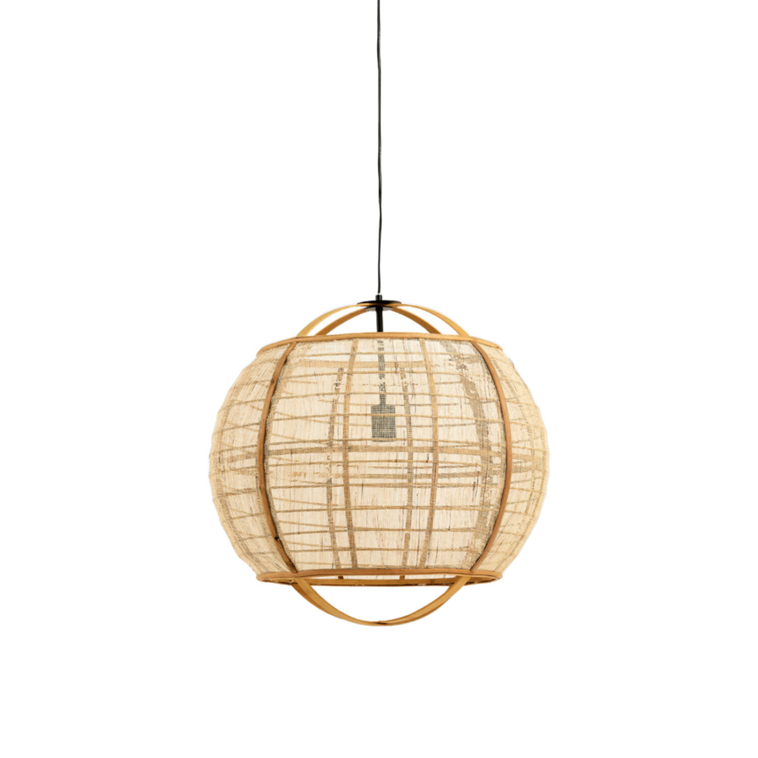 Lampe suspendue naturelle ronde beige en rotin Light & Living Reeva – Image 2
