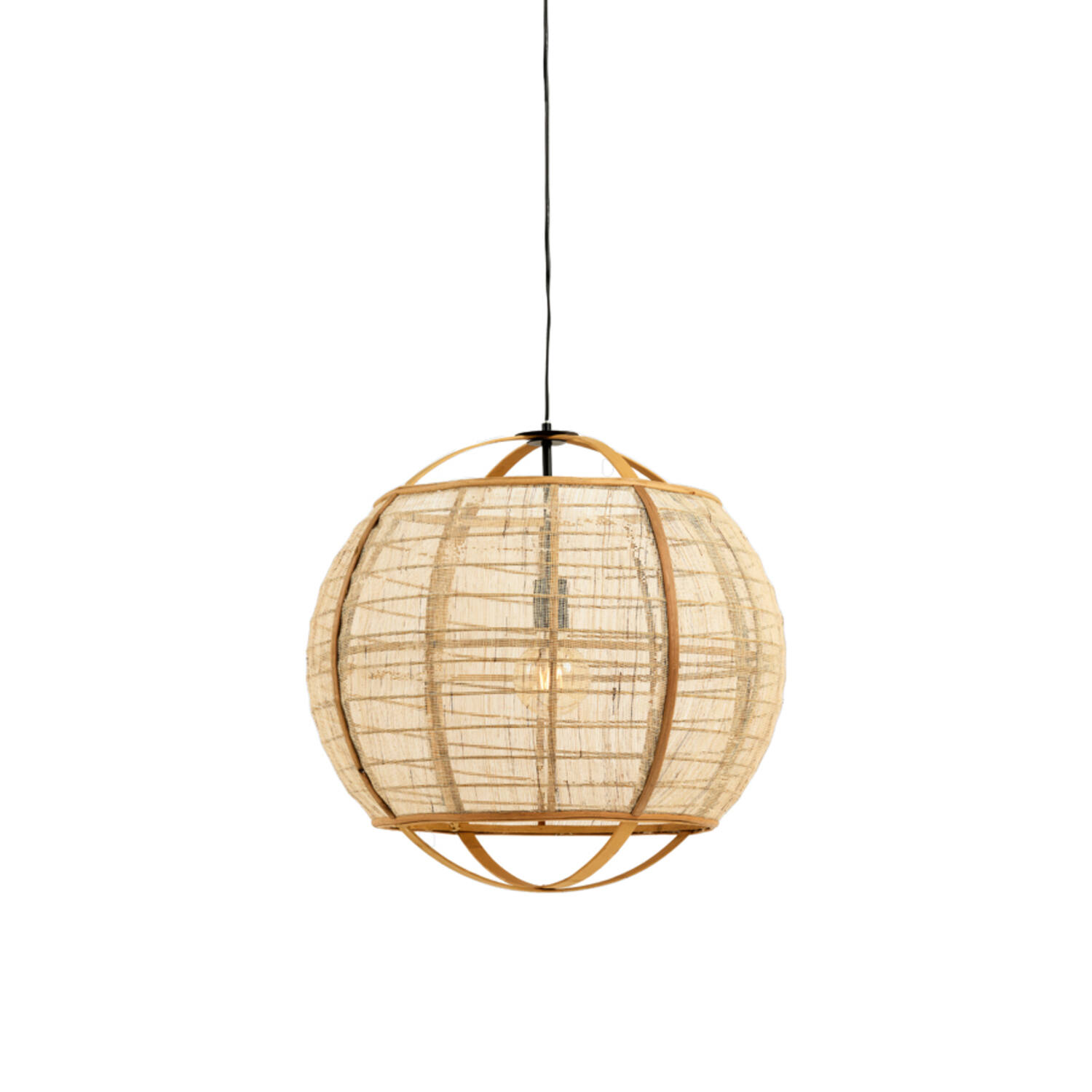 Lampe suspendue naturelle ronde beige en rotin Light & Living Reeva – Image 5