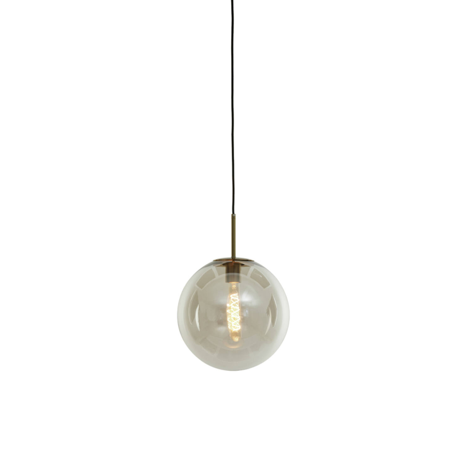 Lampe suspendue rétro argentée avec globe en verre fumé Light & Living Medina – Image 5