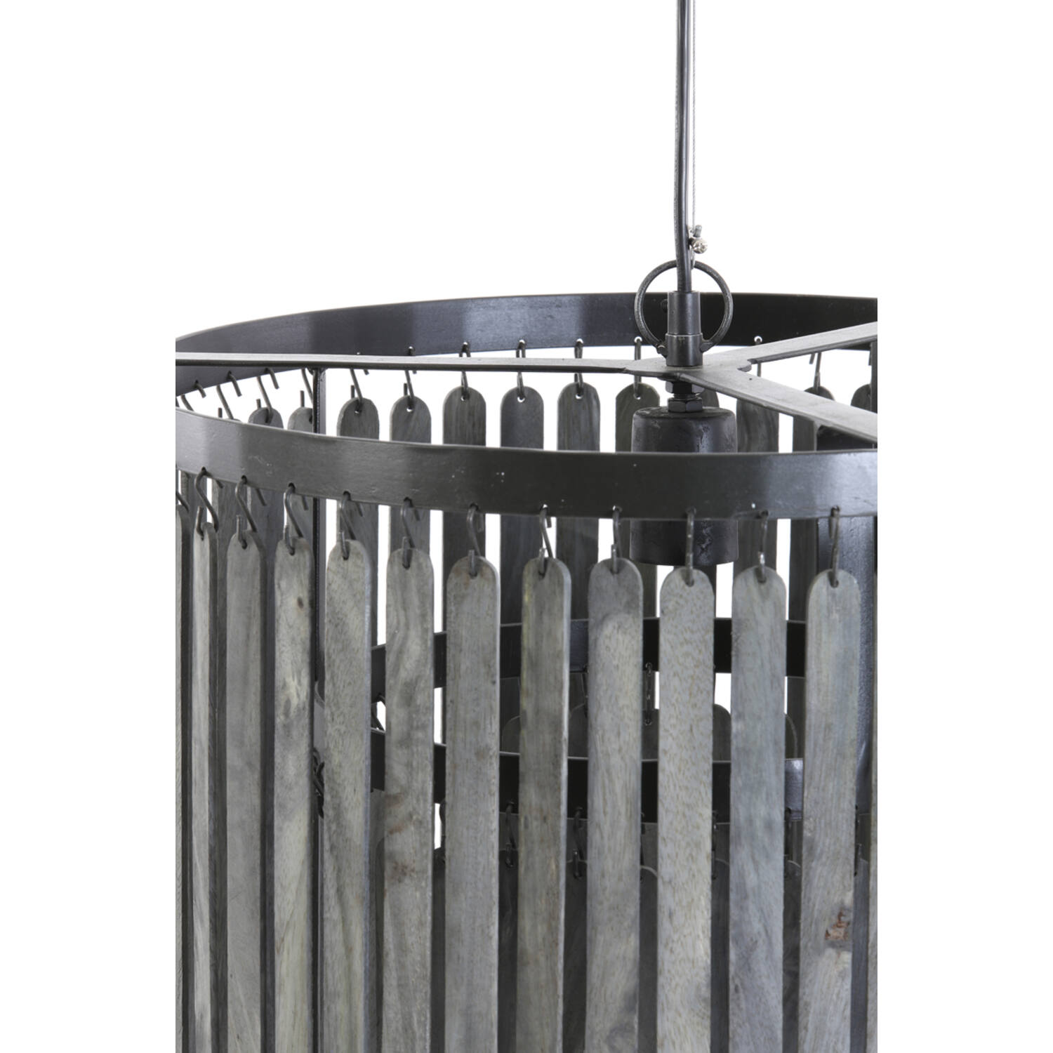 Lampe suspendue rétro en bois noir Light & Living Gularo – Image 3