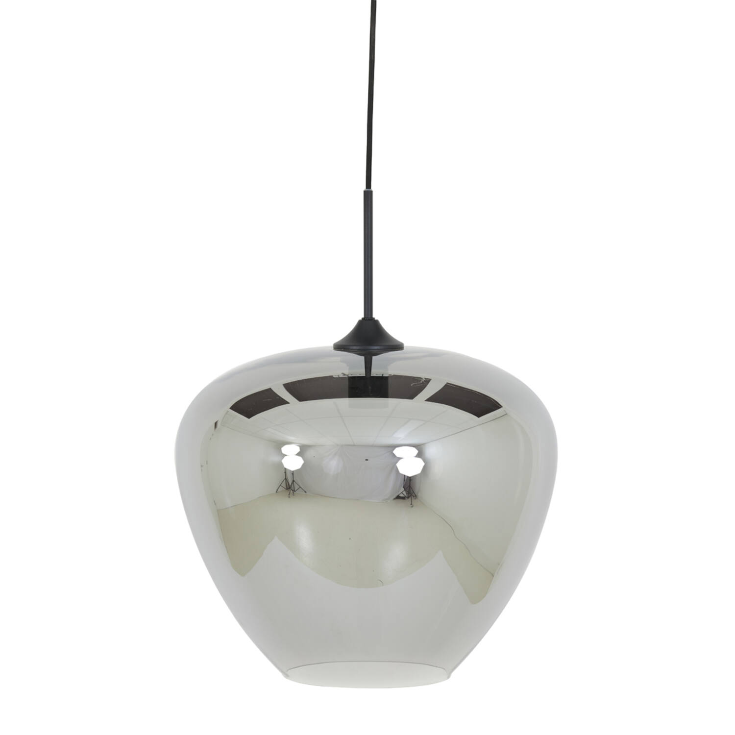 Lampe suspendue rétro en verre fumé gris Light & Living Mayson – Image 2
