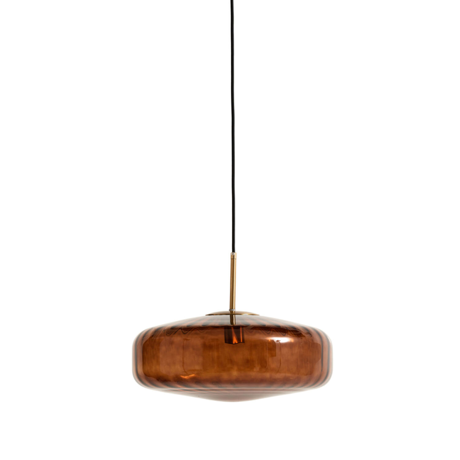Lampe suspendue rétro marron en verre fumé Light & Living Pleat – Image 2