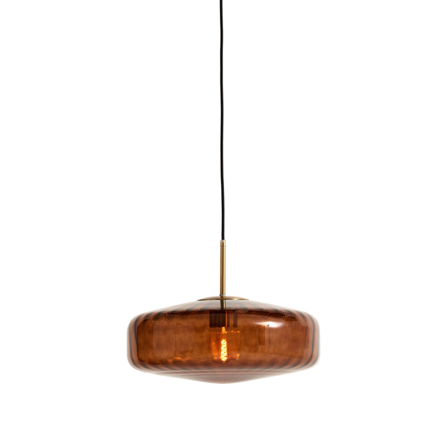 Lampe suspendue rétro marron en verre fumé Light & Living Pleat – Image 4