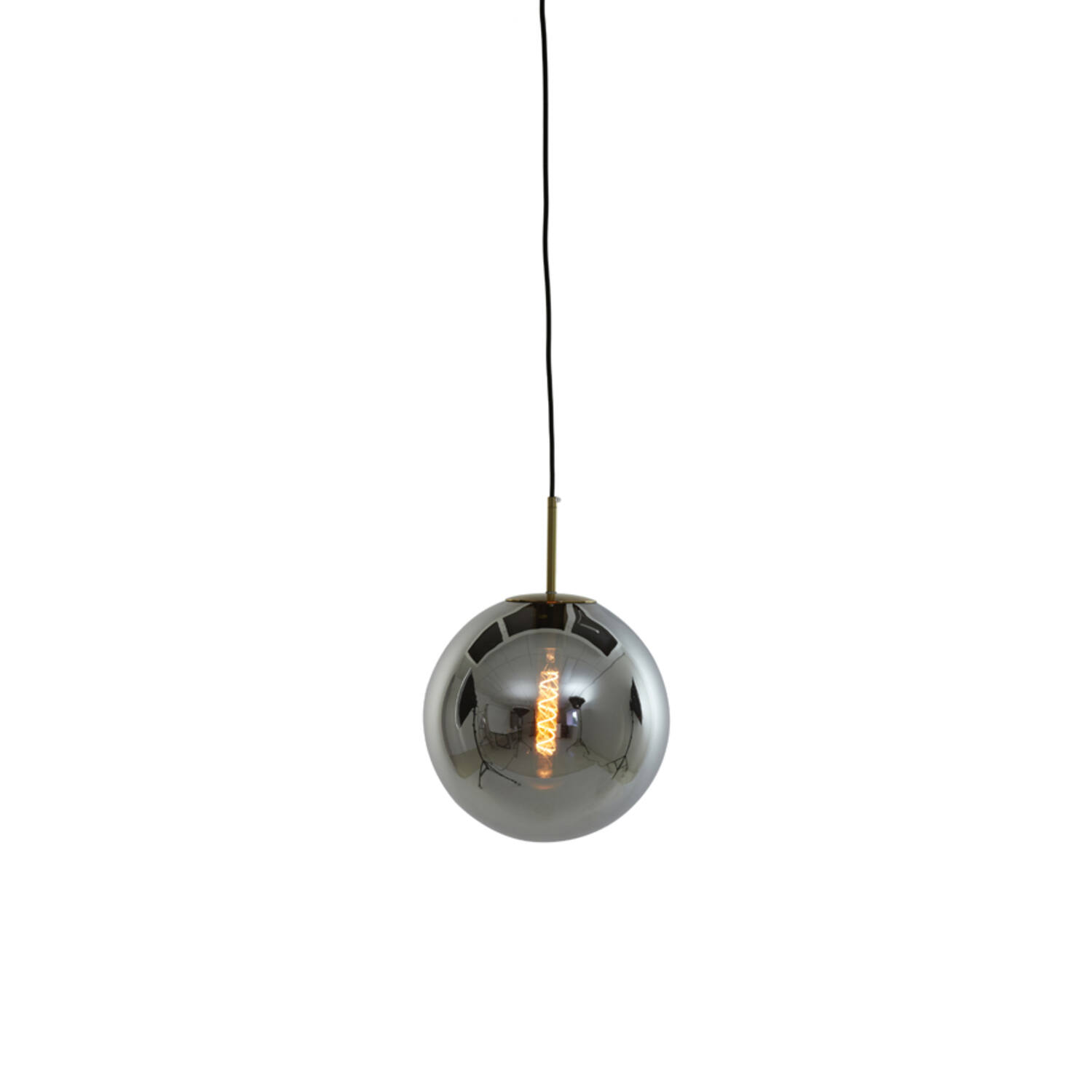 Lampe suspendue rétro noire en verre fumé sphérique Light & Living Medina – Image 5
