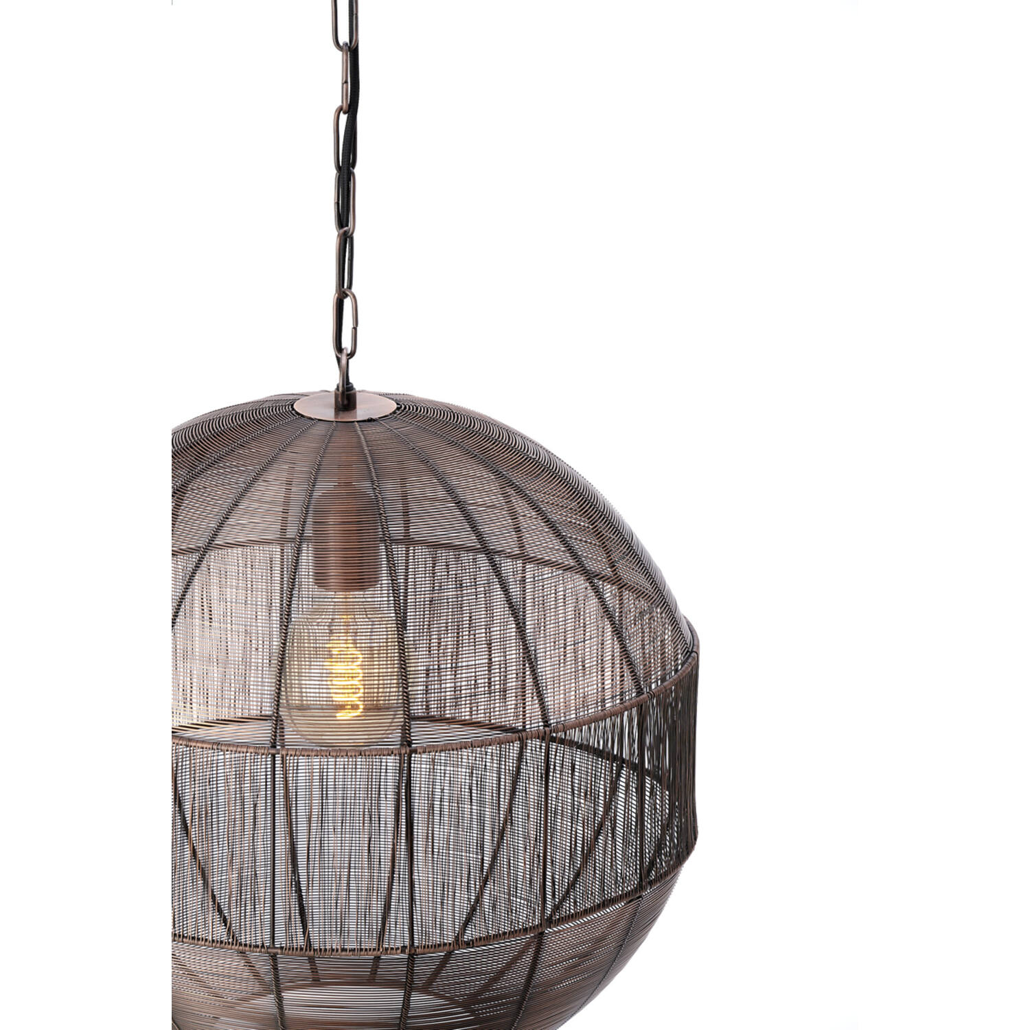 Lampe suspendue rustique marron sphérique Light & Living Pilka – Image 3