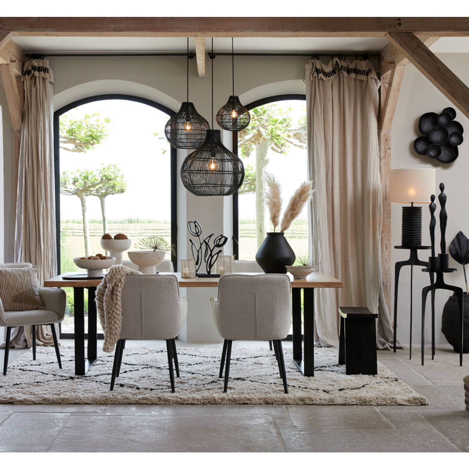 Lampe suspendue rustique noire bombée Light & Living Pacino – Image 3