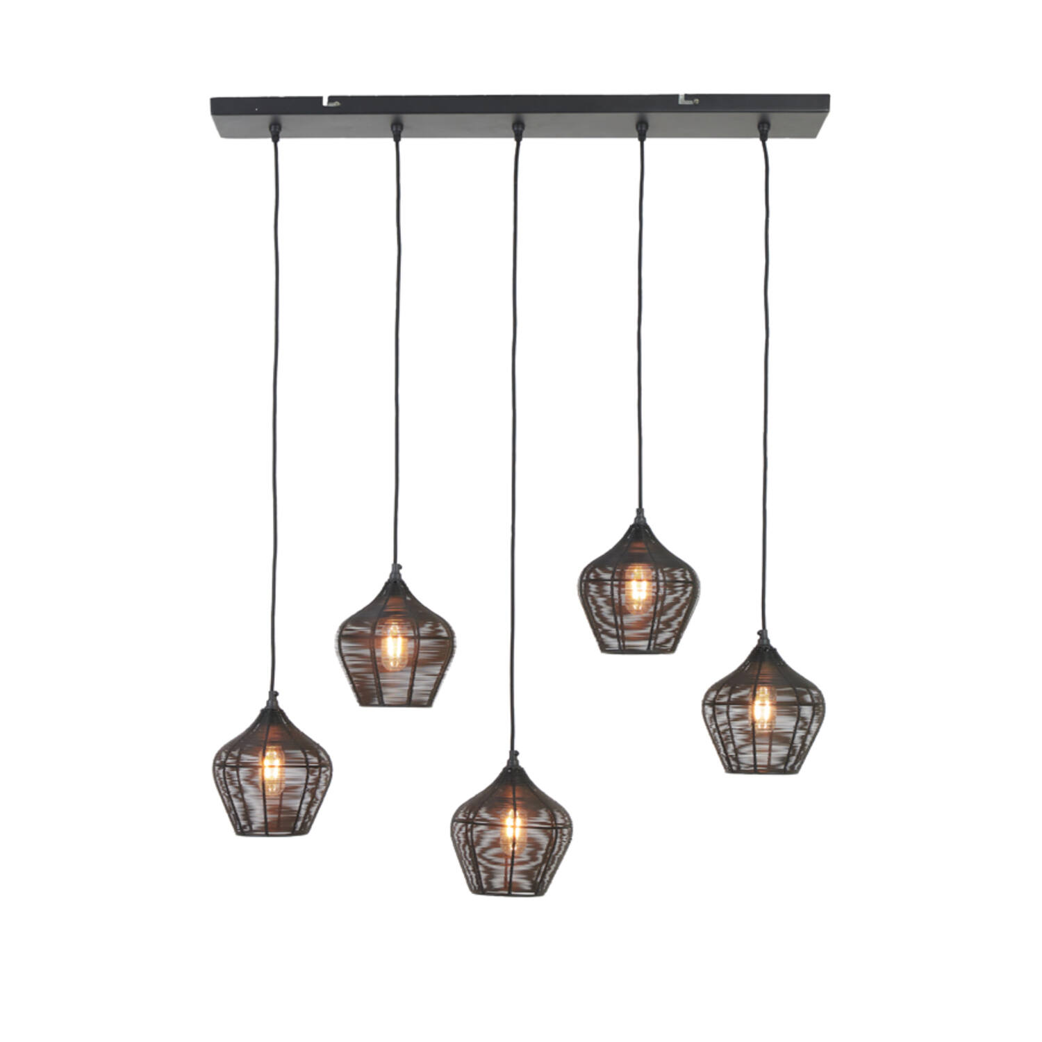 Lampe suspendue rustique noire cinq points lumineux Light & Living Alvaro – Image 8