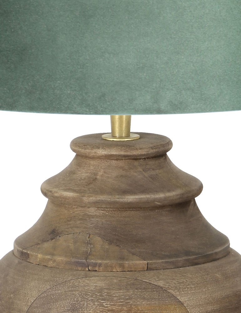 Lampe vase bois abat-jour vert velours Light & Living Milazzo – Image 2