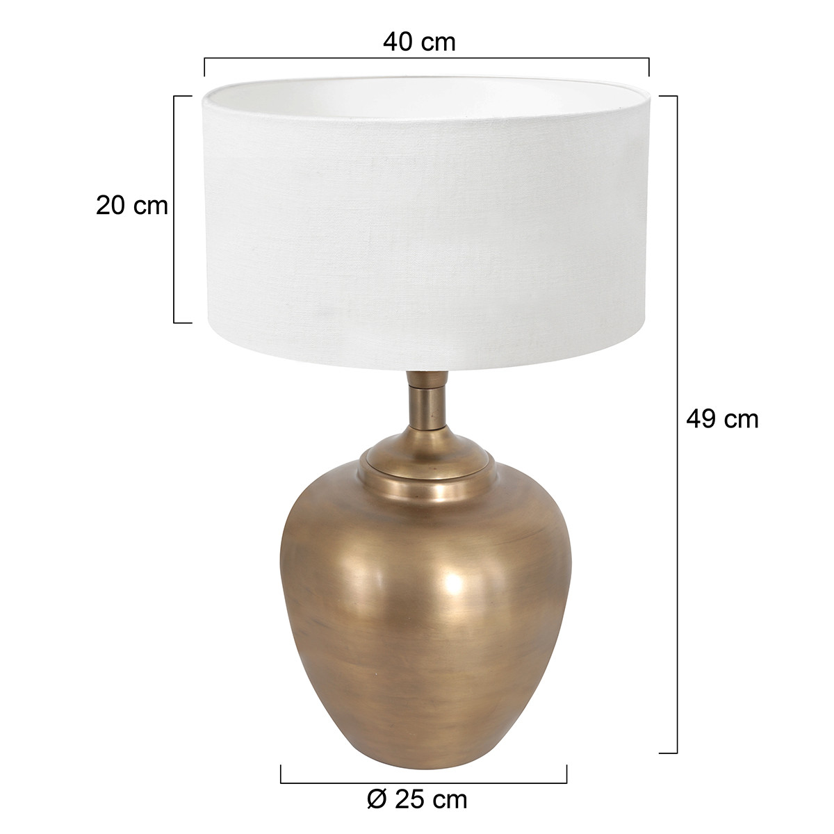 Lampe vase bronze abat-jour blanc Steinhauer Laiton – Image 6