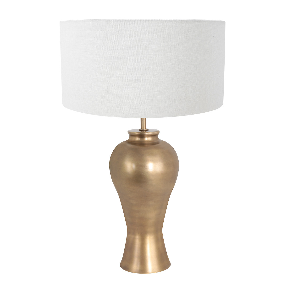 Lampe vase bronze abat-jour tissu blanc Steinhauer Laiton – Image 2