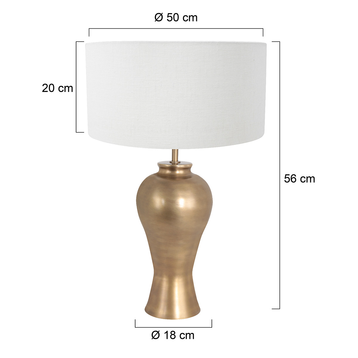 Lampe vase bronze abat-jour tissu blanc Steinhauer Laiton – Image 6