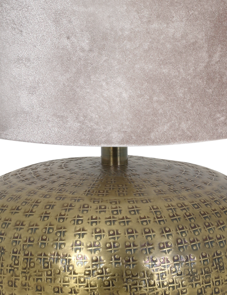 Lampe vase or décorée abat-jour argenté Light & Living Gondia – Image 2