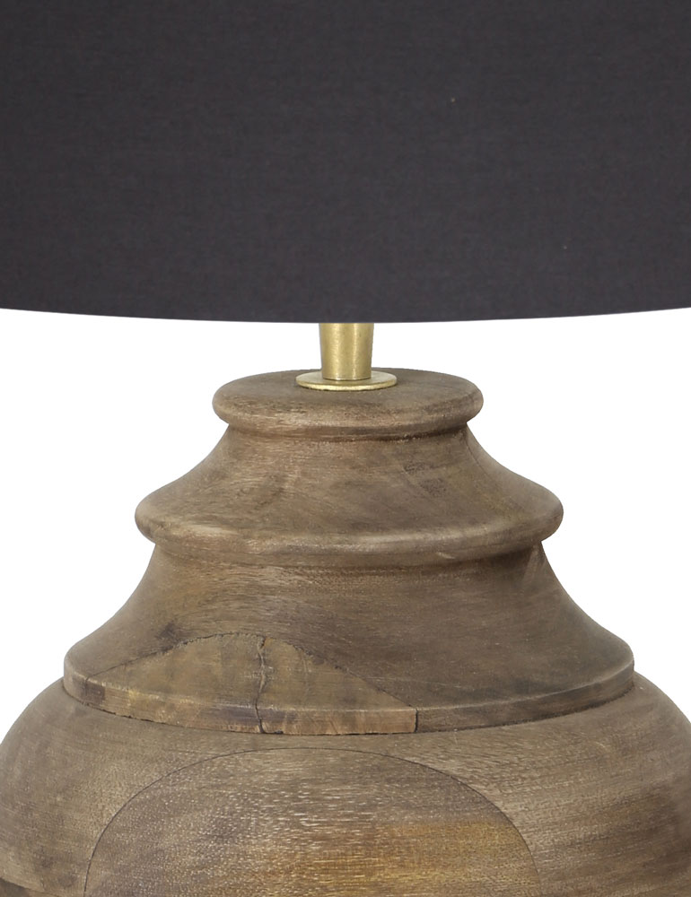 Lampe vase rurale bois abat-jour noir Light & Living Milazzo – Image 2