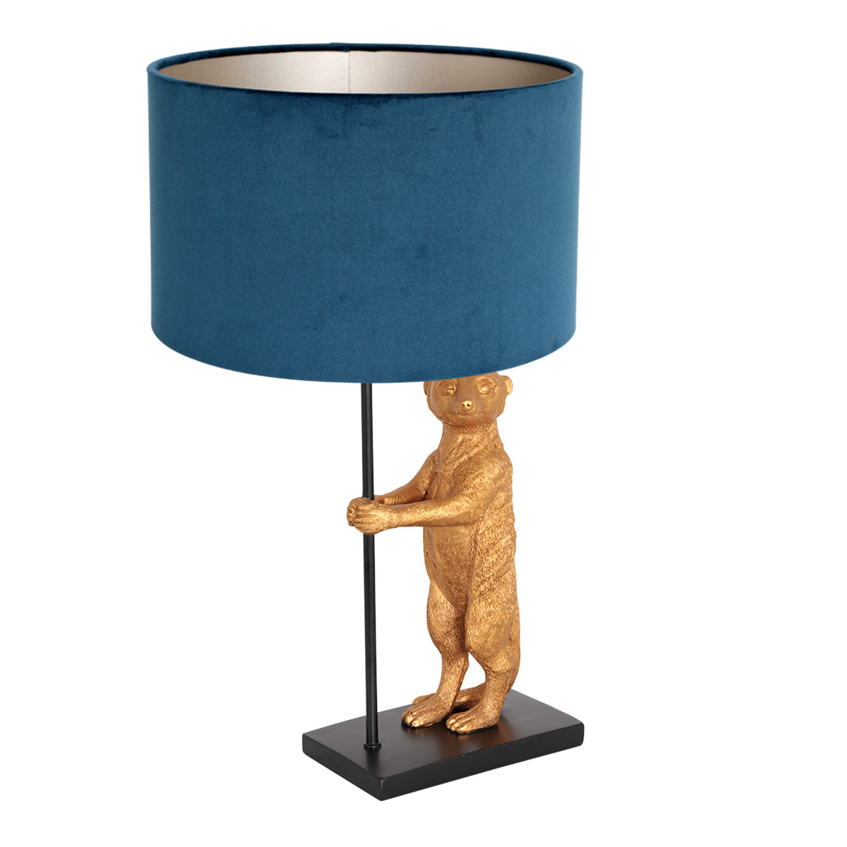Lampe velours bleu suricate Anne Light & Home velours taupe – Image 2