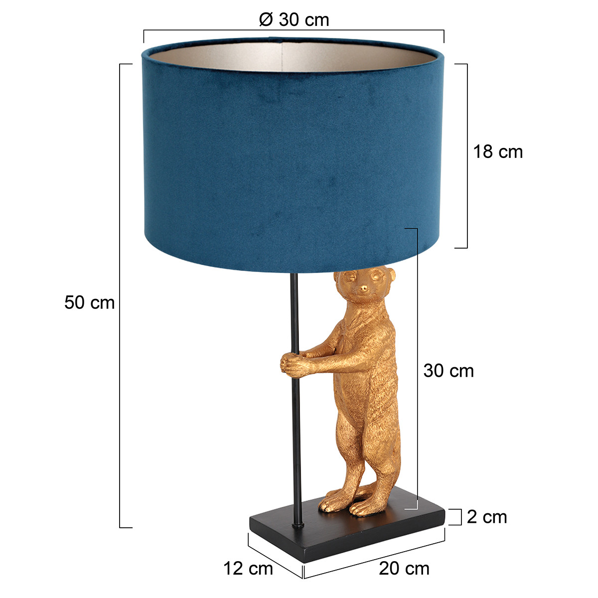 Lampe velours bleu suricate Anne Light & Home velours taupe – Image 6