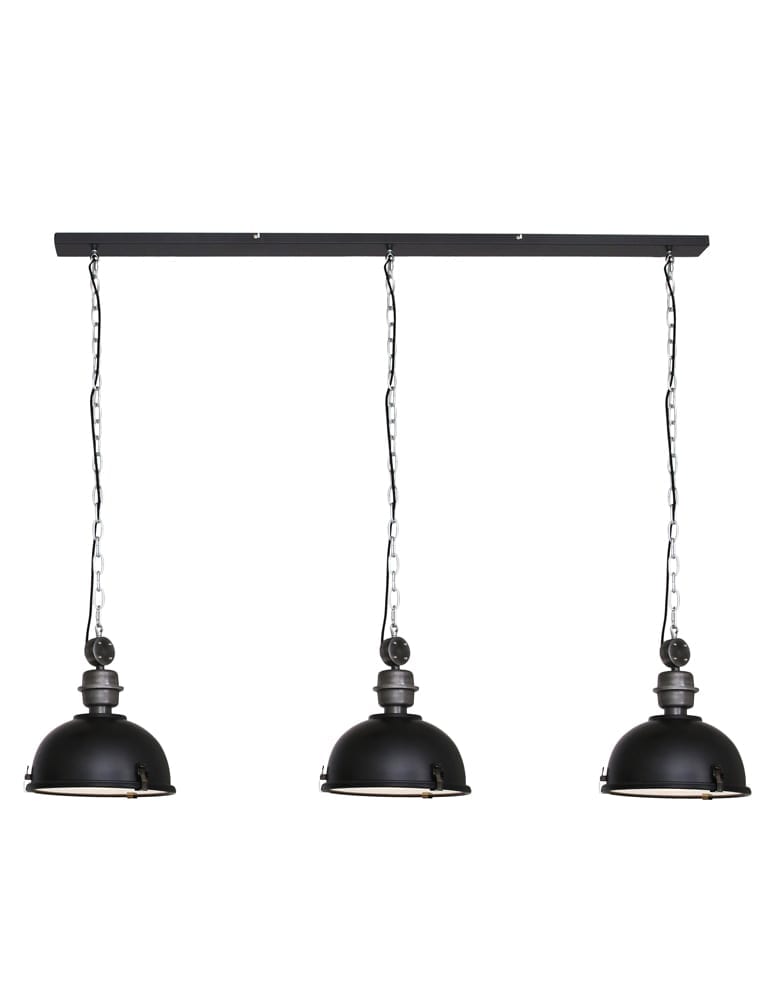 lampeà suspension 3 lumières industrielle Steinhauer Bikkel noires – Image 2