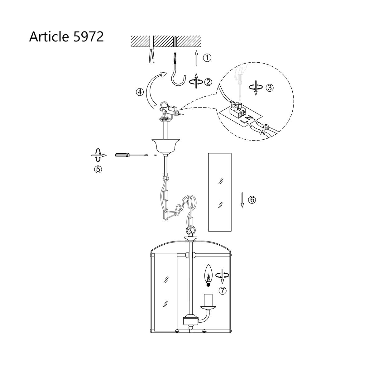 Suspension 4 lumières en forme de lanterne bronze métal/verre Steinhauer Pimpernel – Image 10