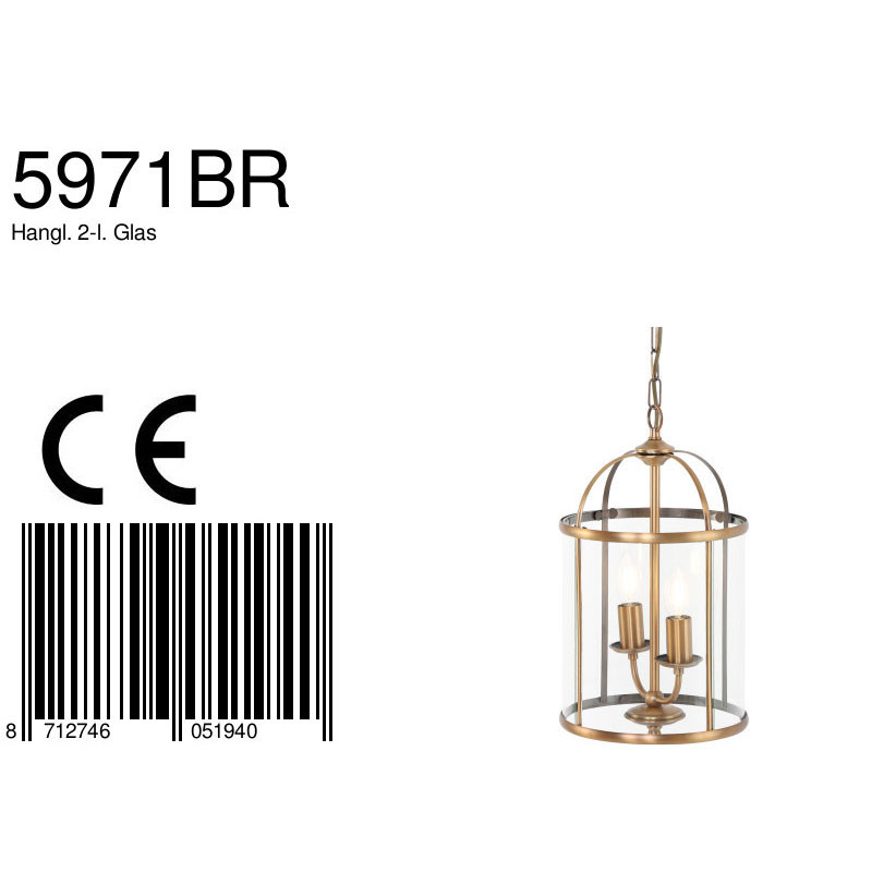 Suspension 2 lumières en bronze lanterne verre Steinhauer Pimpernel – Image 8