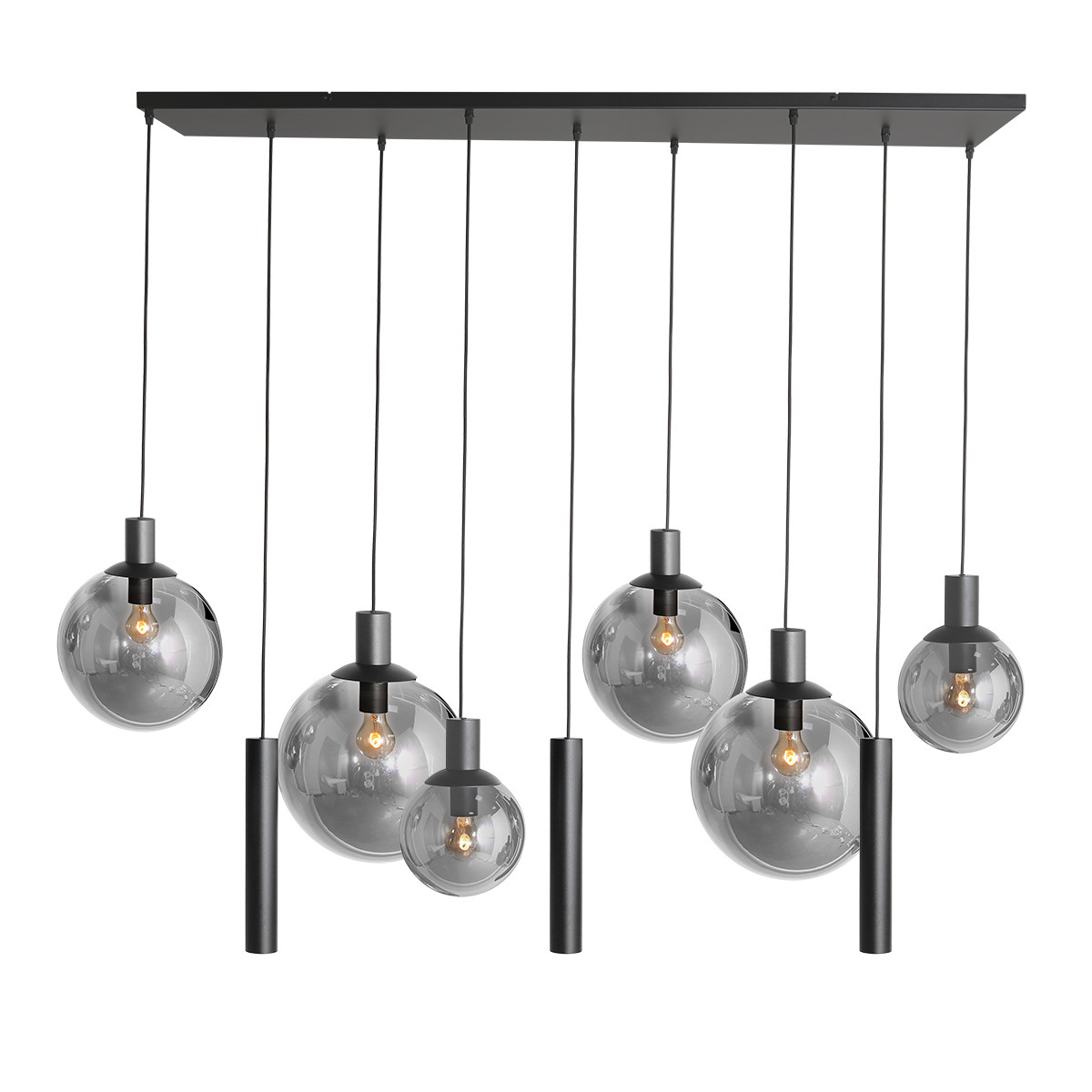 Lustre noir à 9 lumières avec tubes / globes en verre Steinhauer Bollique – Image 7