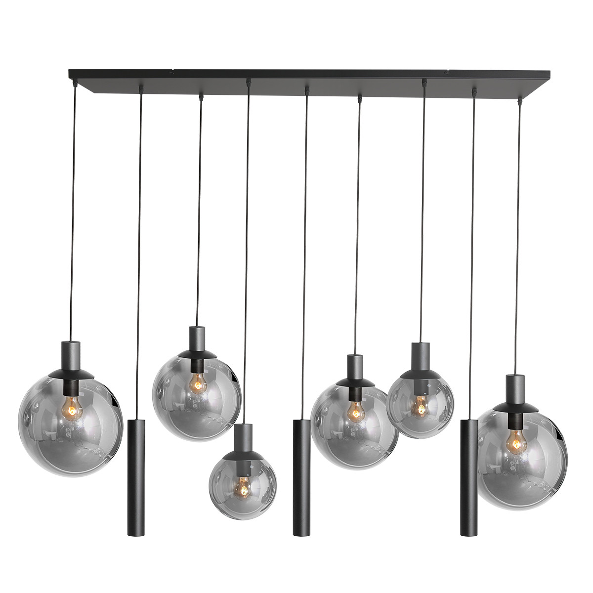 luminaire-noir-a-suspensions-spheriques-en-verre-souffle steinhauer-bollique-verre-fume-et-noir-3798zw