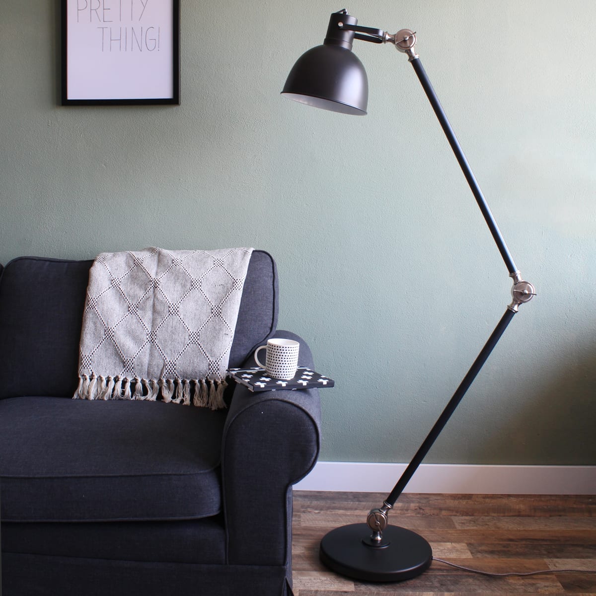 Luminaire sur pied noir style industriel Mexlite Cera 170 cm – Image 3