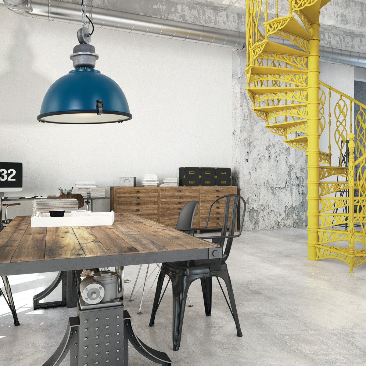 Suspension industrielle en métal/verre en forme de dôme pétrole Steinhauer Bikkel – Image 3