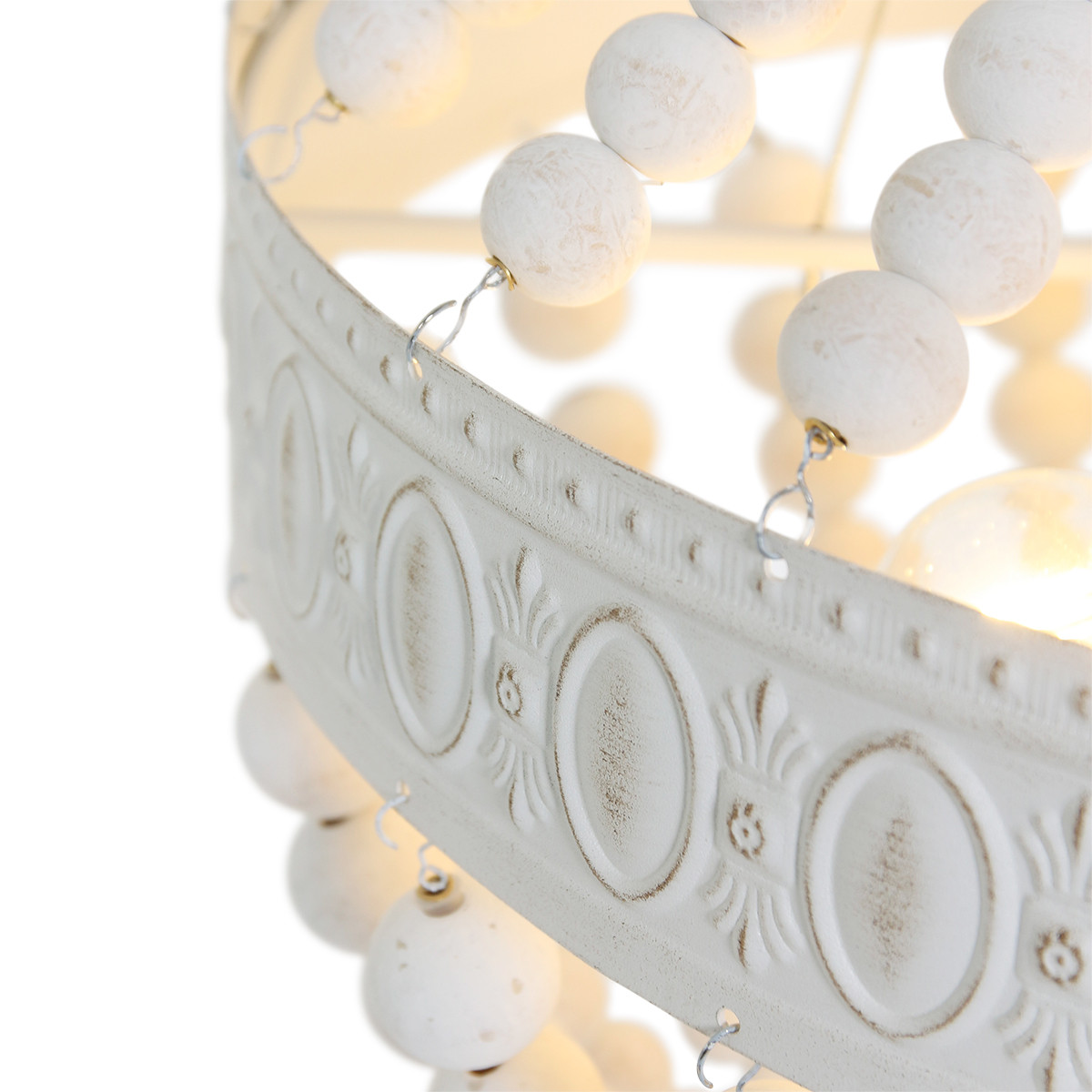 Suspension rustique blanche en bois et métal Mexlite Ella – Image 5