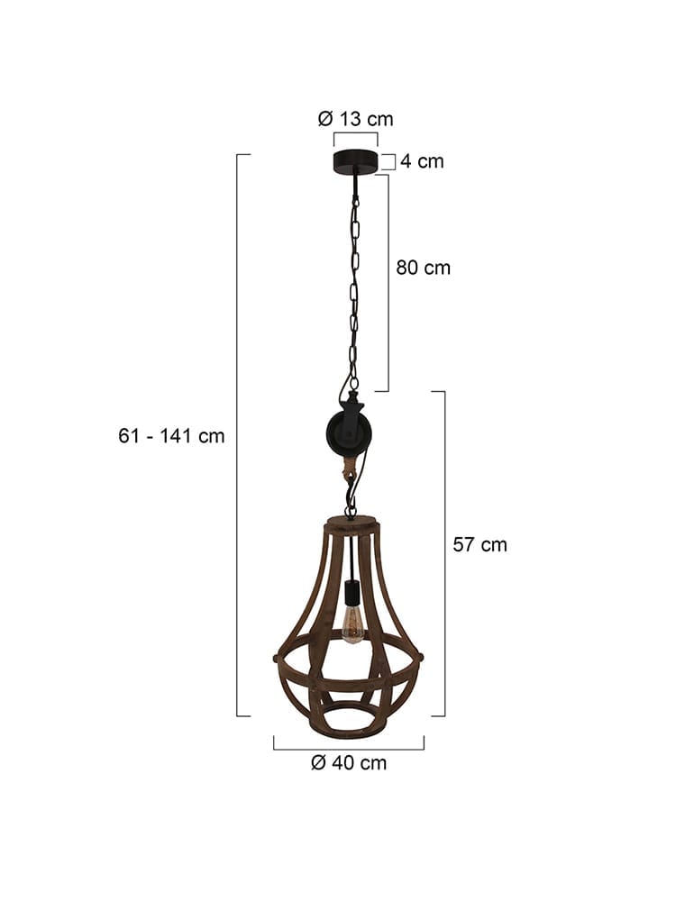 Suspension avec poulie en bois Anne Light & Home Liberty Bell – Image 12