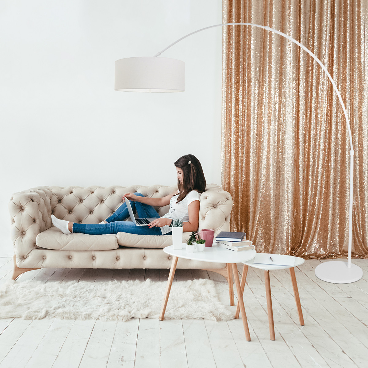 Majestueuse lampe à abat-jour blanc Steinhauer Sparkled light opaque – Image 3