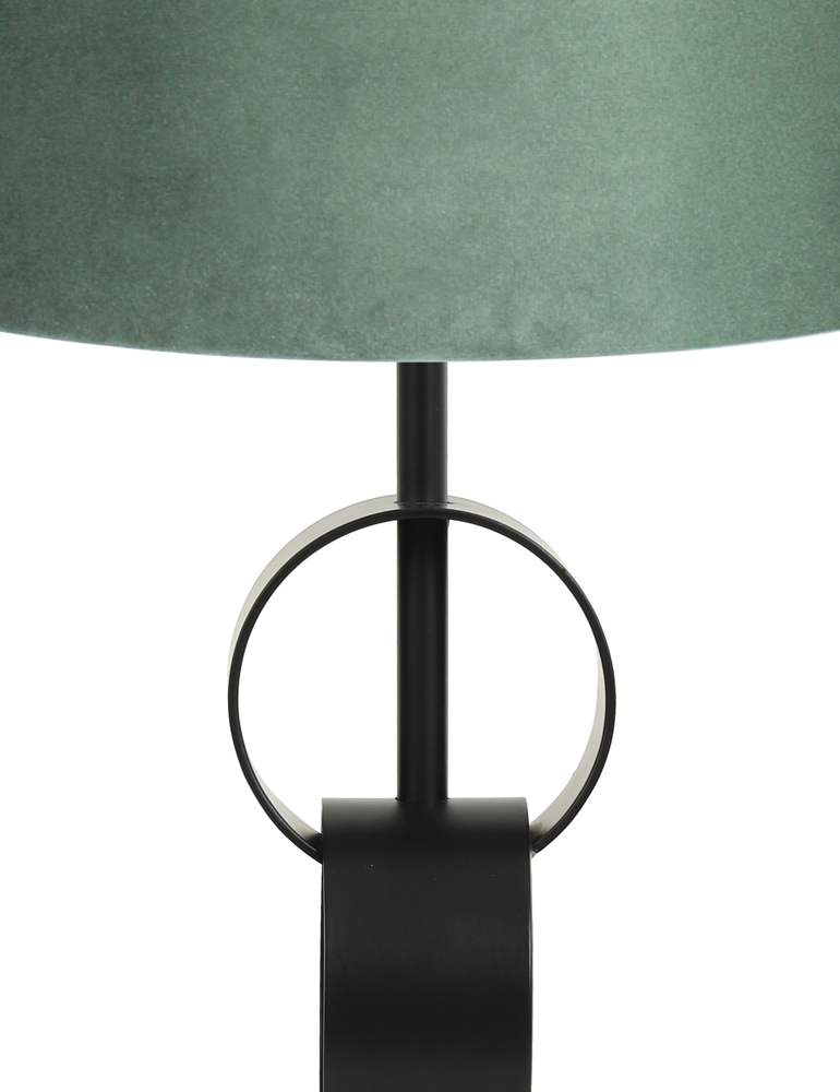 Pied de lampe cercles abat-jour en velours vert Light & Living Circulum noir – Image 2