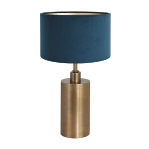 pied-de-lampe-classique-bronze-abat-jour-bleu-steinhauer-laiton-7309br-2