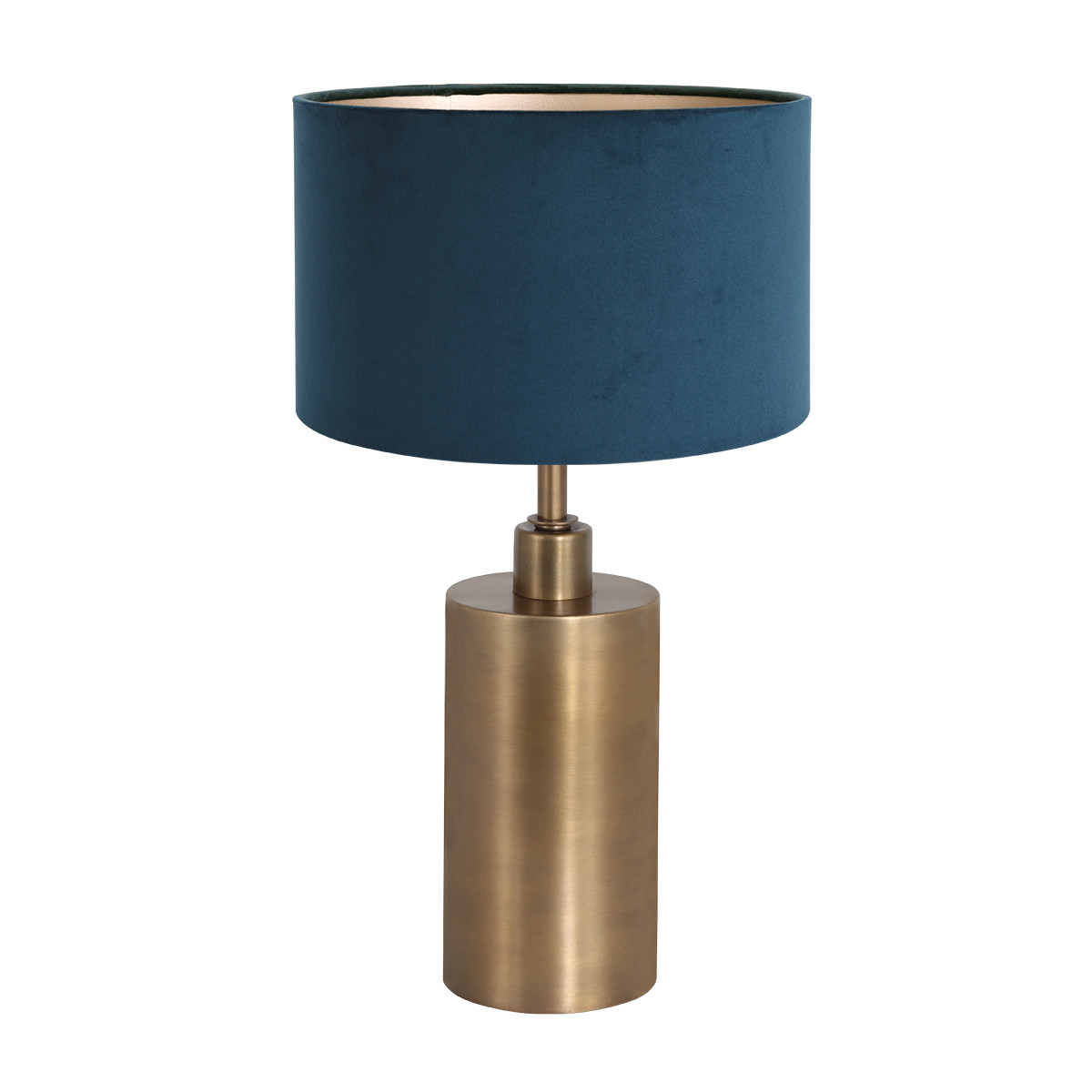 Pied de lampe classique bronze abat-jour bleu Steinhauer Laiton – Image 2