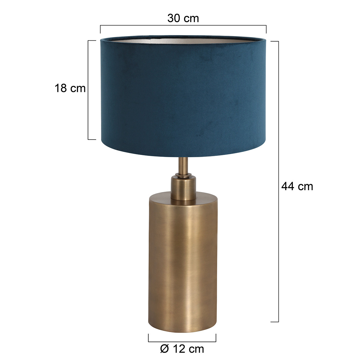 Pied de lampe classique bronze abat-jour bleu Steinhauer Laiton – Image 6