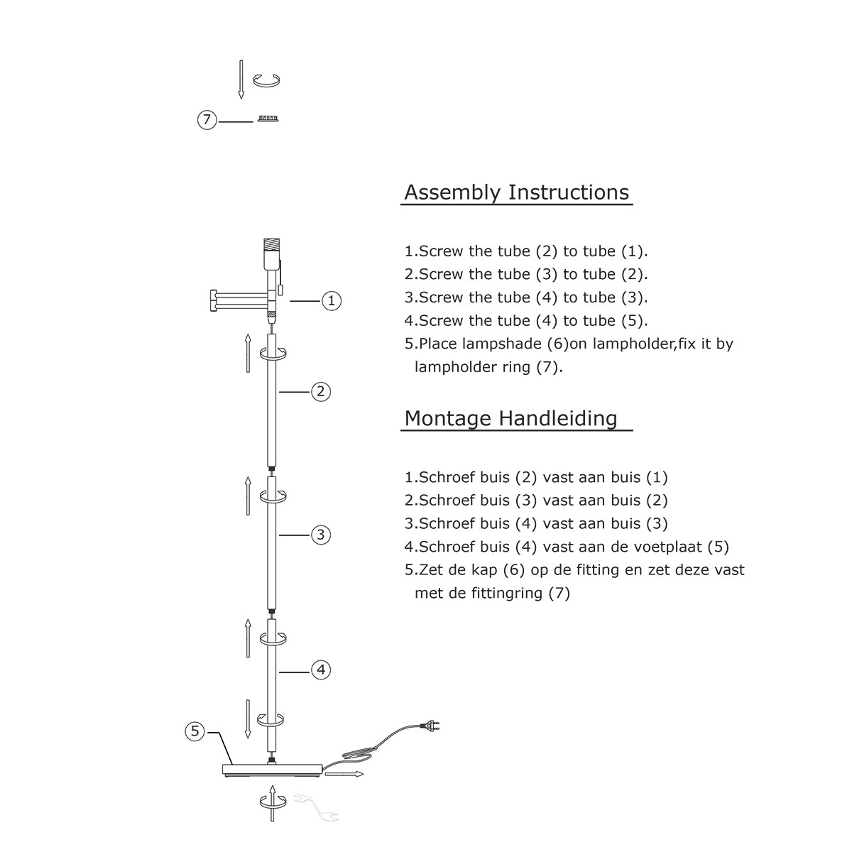 Lampadaire minimaliste pivotant avec pied en acier brossé Mexlite Bella – Image 8