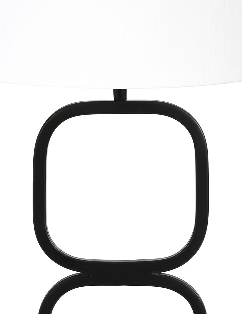 Pied de lampe noir double cercle Light & Living Lutika abat-jour blanc – Image 2