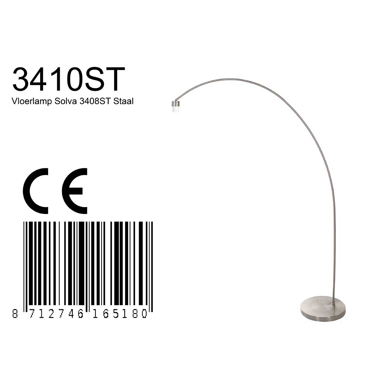 Lampadaire de sol minimaliste courbé en acier Mexlite Solva – Image 7