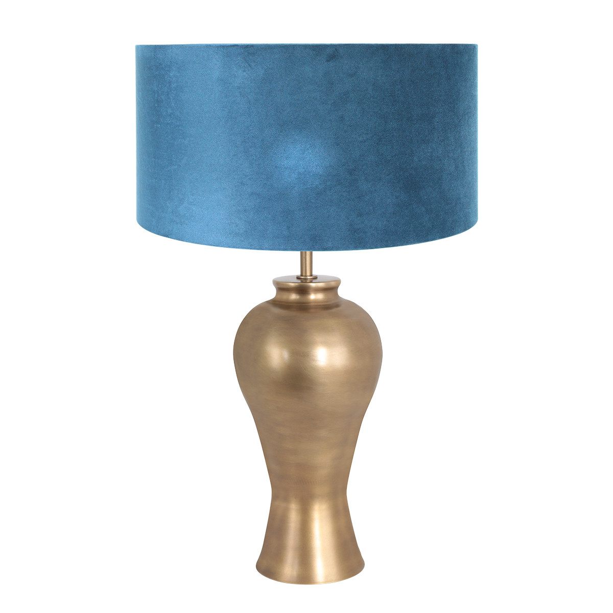 Pied de lampe original bronze abat-jour velours bleu Steinhauer Brass – Image 2