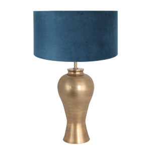 pied-de-lampe-original-bronze-abat-jour-velours-bleu-steinhauer-brass-7306br