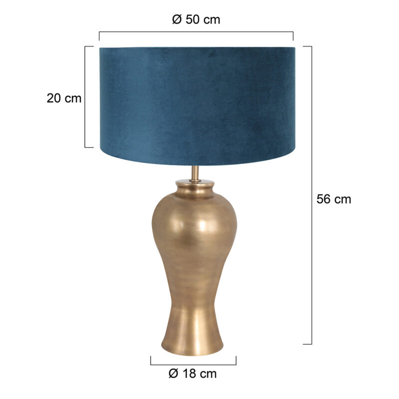 pied-de-lampe-original-bronze-abat-jour-velours-bleu-steinhauer-brass-7306br-7