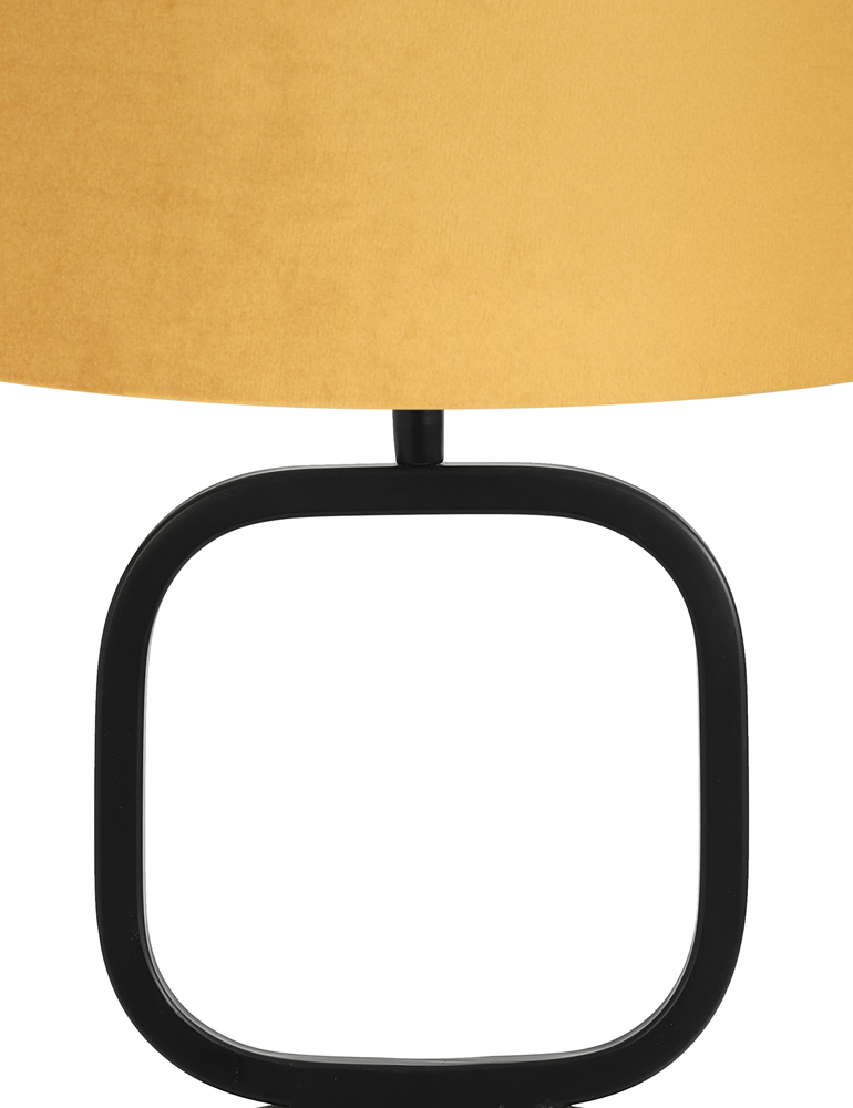 Pied de lampe plat noir abat-jour ocre Light & Living Lutika – Image 2
