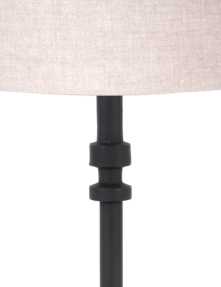 Pied de lampe rural Light and Living Howell noir abat-jour beige – Image 2