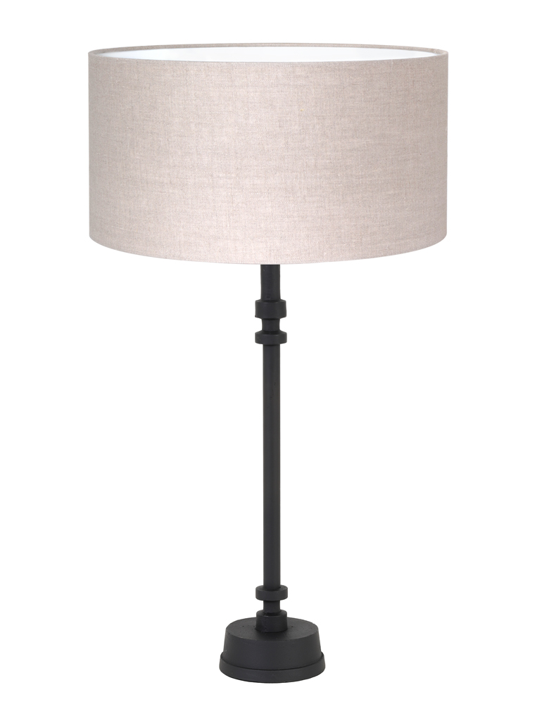 pied-de-lampe-rural-light-and-living-howell-noir-abat-jour-beige-8274zw