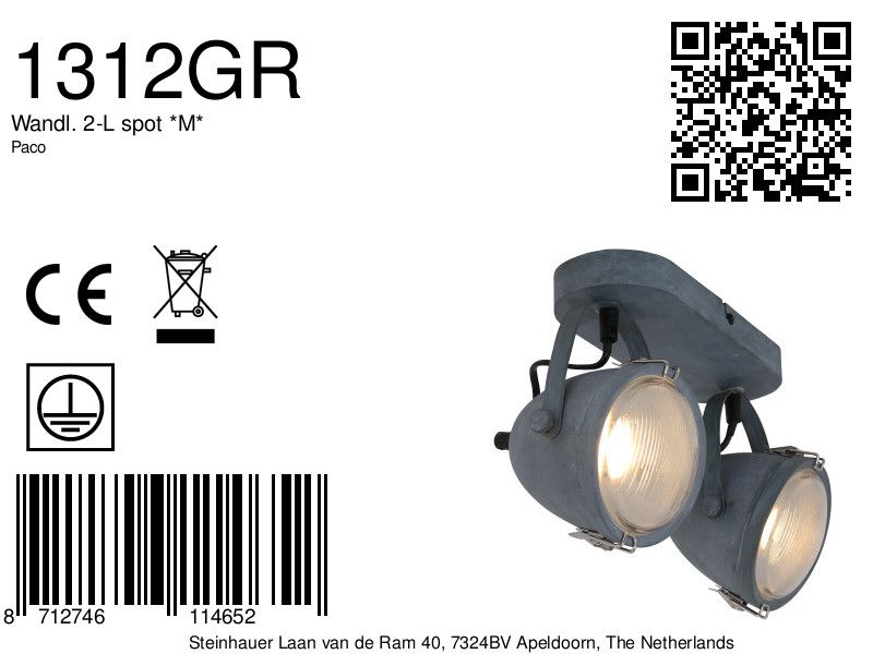 Spot en métal gris et verre industriel Mexlite Paco – Image 8