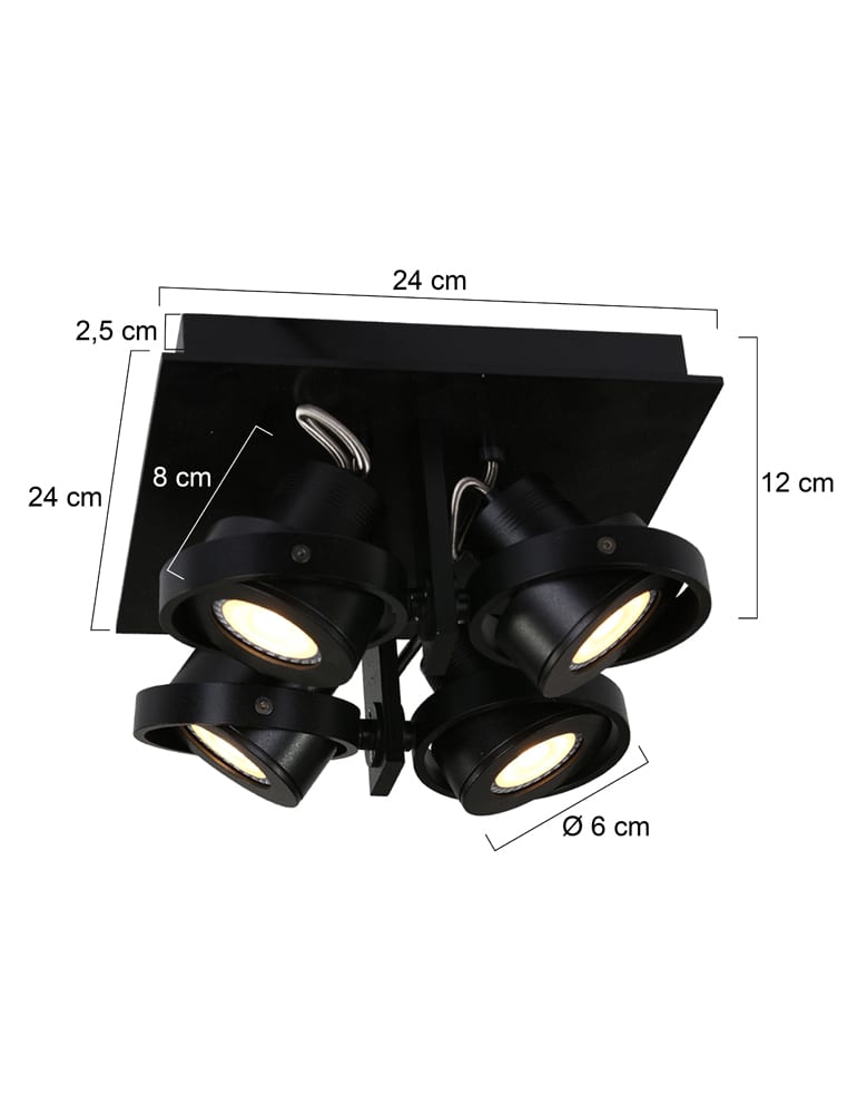 Plafonnier à quatre lumière en acier Steinhauer Quatro – Image 6